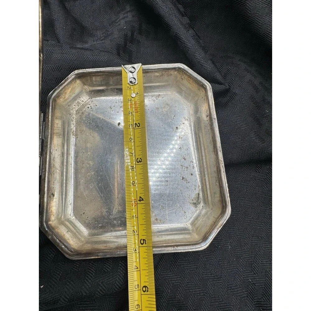1900s Sheffield Silverplate Silent Butler Wooden Handle Glass Liner Vtg AZ
